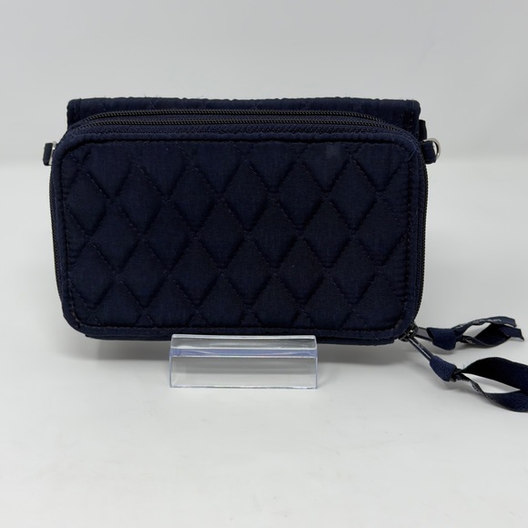 Vera Bradley Quilted RFID All-In-One Wallet Navy Blue Quilted Floral NO STRAP - Picture 4 of 16